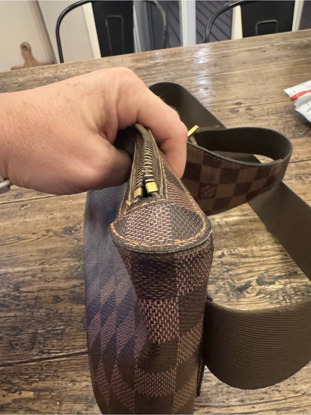Authentic Louis Vuitton Geronimos Damier Ebene Belt Bag